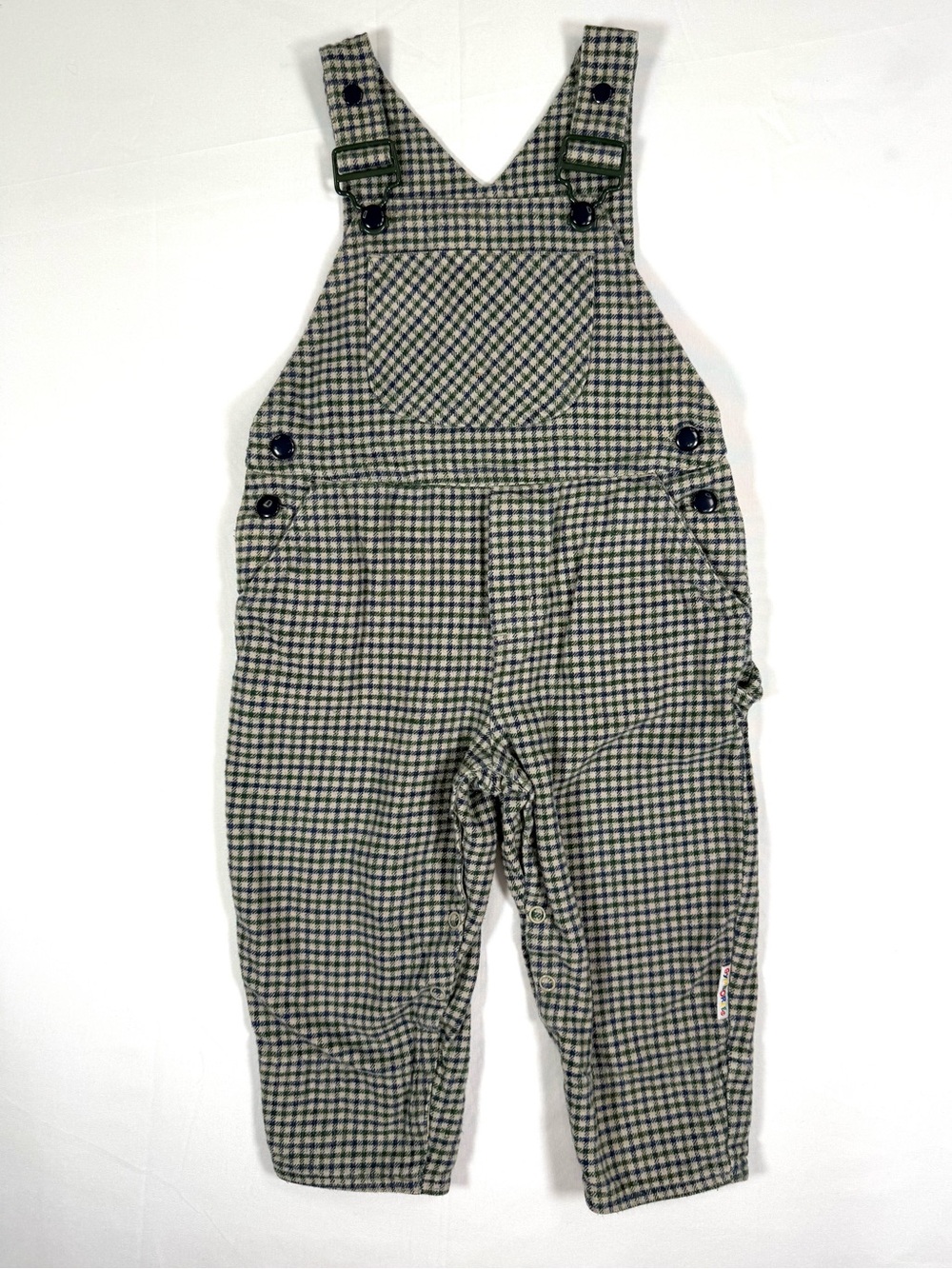 VINTAGE GYMBOREE Boys Plaid Flannel Overalls XS 12-18m 90s Cottagecore Classic